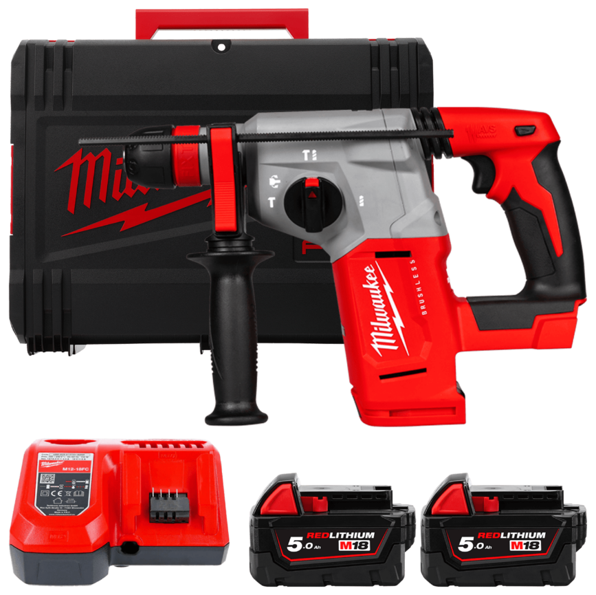 Перфоратор акумуляторний безщітковий SDS PLUS FIXTEC M18 BLHX-502X MILWAUKEE (+ заряд.пристрій, 2 акум., кулачковий патрон, бічн Одеса - фото 1