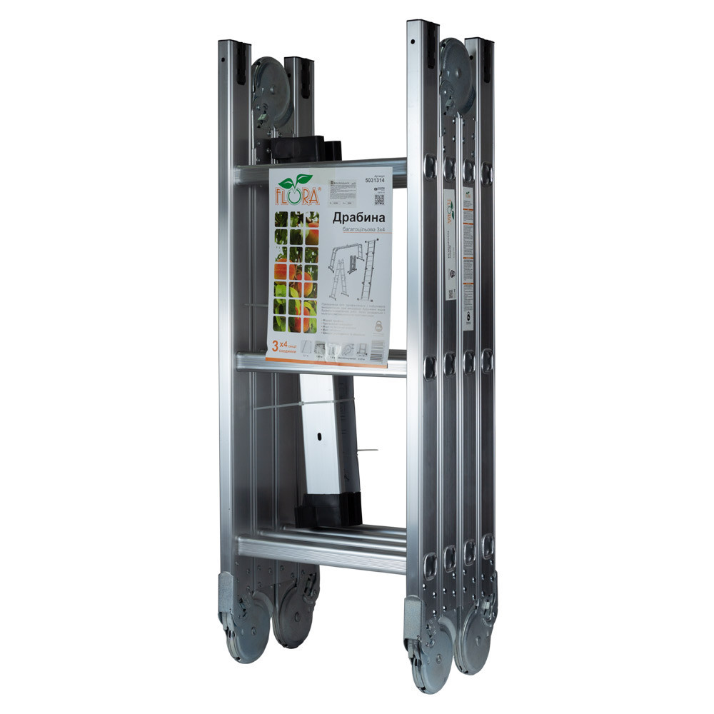 Драбина багатоцільова алюмінієва 4×3 щаблі 3.56м FLORA (5031314) Київ - фото 6