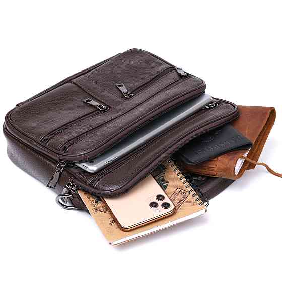 Практичная кожаная мужская сумка Vintage 20670 Коричневый Киев