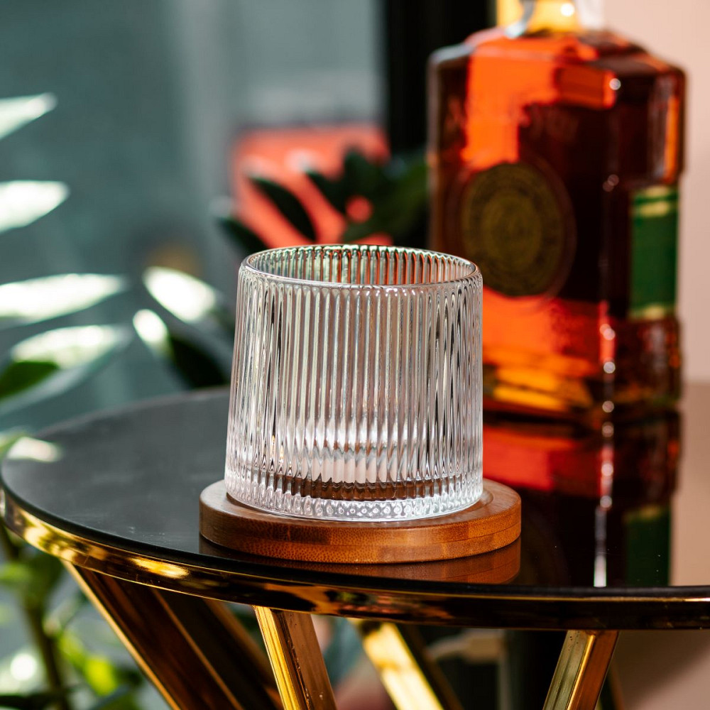 Обертова склянка для віскі 300 мл з бамбуковою підставкою HP1600 Коломия - фото 2