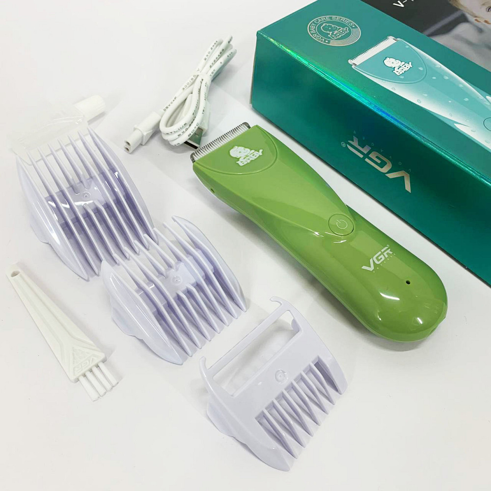 Дуже тиха бездротова машинка для стрижки волосся дітей VGR V-150 з насадками. Колір: зелений SH-62 Івано-Франківськ - фото 9