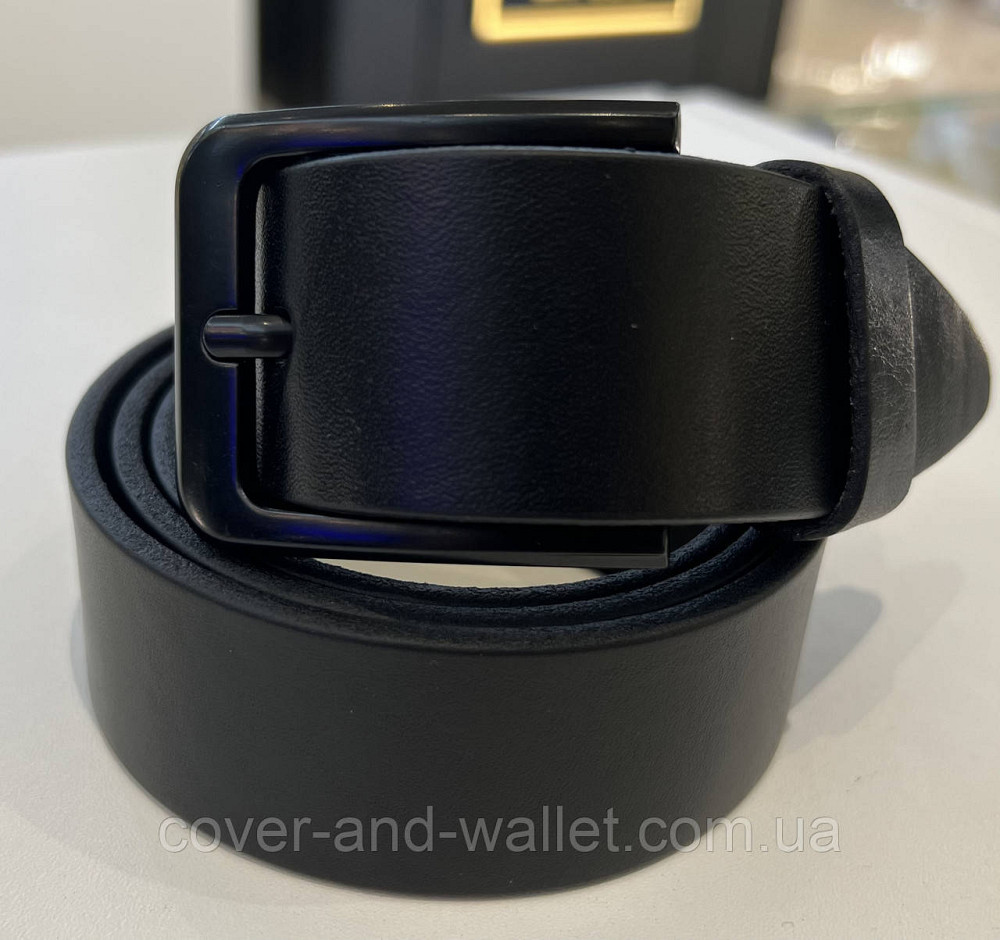 Стильний чоловічий ремінь під джинси з натуральної шкіри з чорною пряжкою  40 мм PS Leather Київ - фото 7
