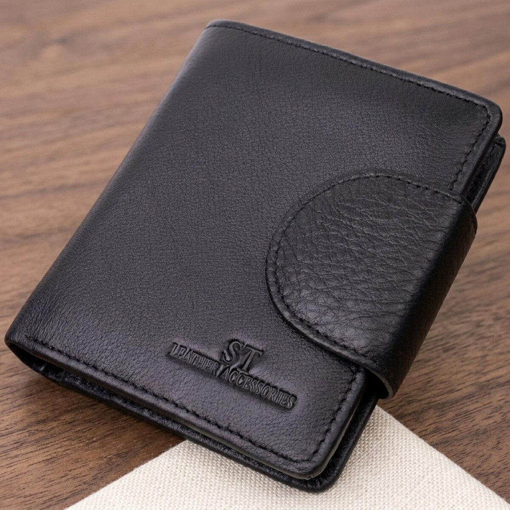 Надежный кошелек для женщин вертикального типа из натуральной кожи ST Leather 22451 Черный Киев - изображение 11