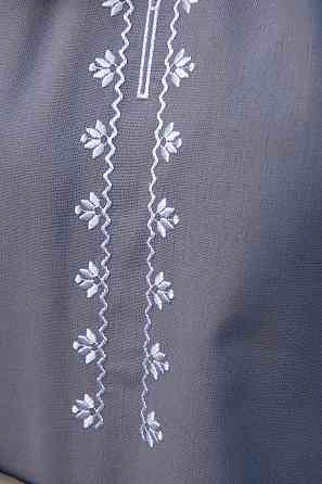 Вышиванка женская с длинным рукавом натуральная льняная, серая  топ Киев