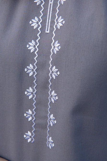 Вишиванка жіноча з довгим рукавом натуральна лляна, сіра топ Київ - фото 2