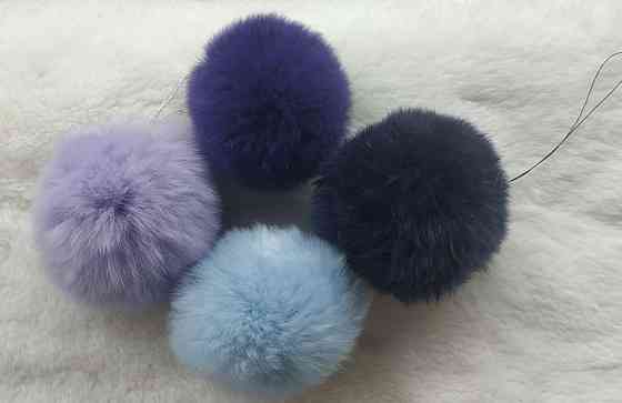 Хутряний бубон на шапку з кролика Rex Фіолетовий Харків