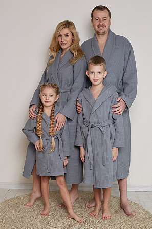 Мужской вафельный халат Ideal Textile длинный серый (56860604) Черновцы - изображение 3