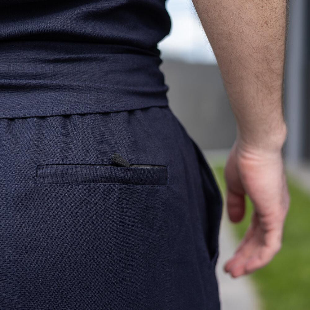 Шорти чоловічі льняні з кишенями темно-сині Pobedov Marsel Київ - фото 5