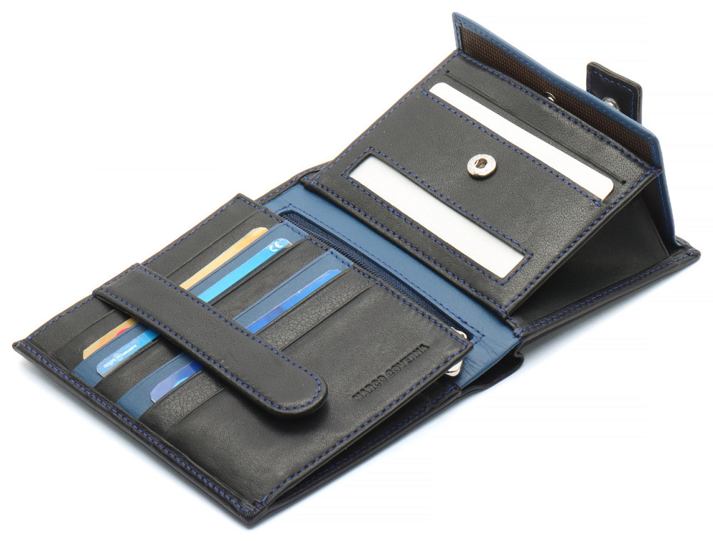 Чорний чоловічий гаманець з фіксацією з натуральної шкіри Marco Coverna MC-1005 A 1221 Київ - фото 4