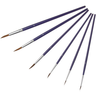 Пензлик для малювання Maxi набір 6 шт ворс поні, круглі (№ 0, 1, 3, 6, 8, 10) коротка ручка (MX60887) Вінниця - фото 2