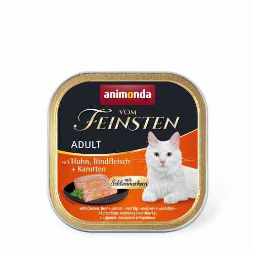 Корм влажный Vom Feinsten Adult with Chicken Beef Carrots для кошек с курицей говядиной и морковью 100 г Киев