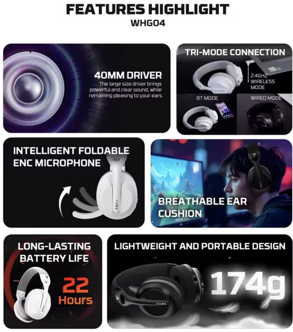 Ігрові навушники!️  Fantech Tamago II ‼️ USB, Bluetooth ‼️ Харків - фото 4