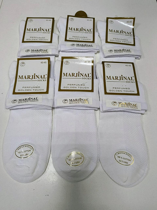 Шкарпетки чоловічі білі (6 шт.) середні за висотою. бавовна. Marjinal socks. Розмір 40-45 Київ - фото 3