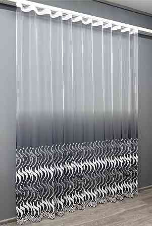 Тюль VR-Textil 1762т Фатин "Омбре" з вишивкою та люрексом Синій з білим 300х270 см (42-0770) Київ