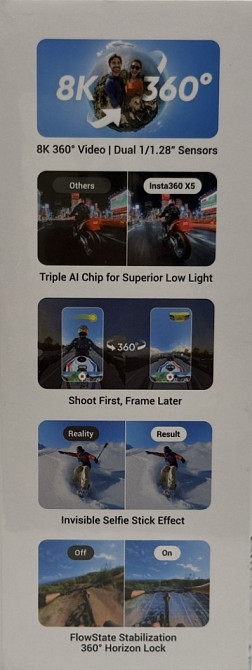 Insta360 X5 8K 360 Action Cam open box. Харків - фото 2