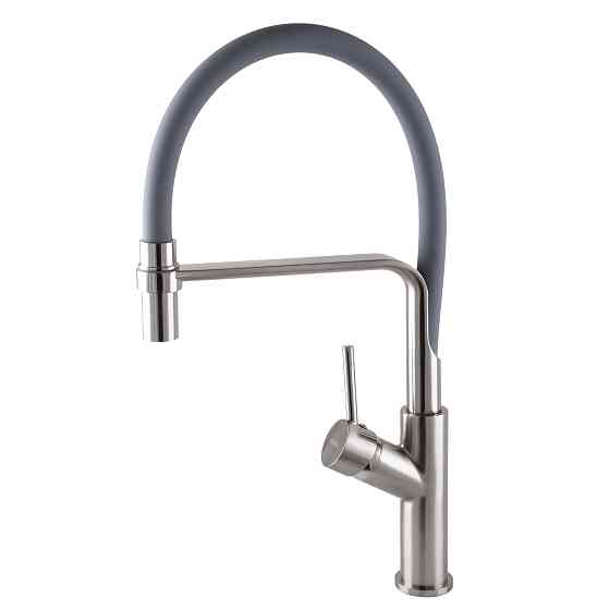 Змішувач для кухні Globus Lux DENVER Flex GDF-32-08-02 Сталь-Сірий Гофровилив, латунь Луцк