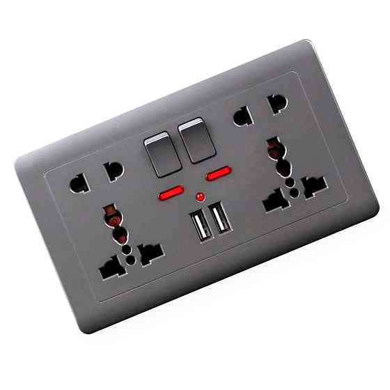 Універсальна розетка Delviz з кнопками живлення, індикаторами та USB-A – глобальна сумісність у вашій оселі (13А, 250V) + 2 USB (5V 1,5-2,1A) DZ-E4-11 Миколаїв