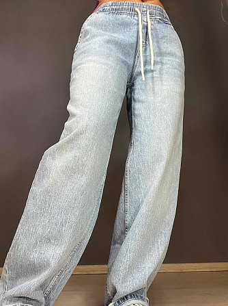Джинсы женские I8 52422 Palazzo Jeans талия на резинке со шнурком широкий крой палаццо голубые, голу Одесса - изображение 9