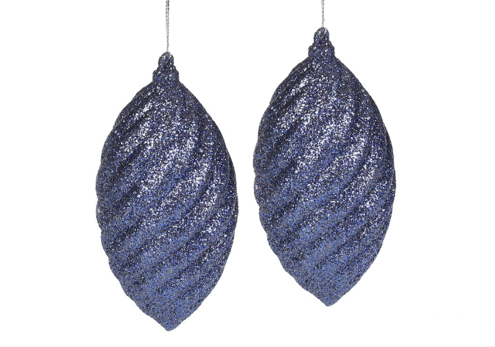 Набір ялинкових прикрас 2шт темно-синій глітер БОНА ДИ Житомир - изображение 2