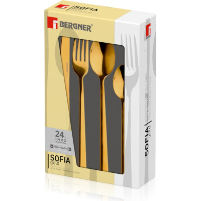Набір столових приборів Bergner Sofia gold 24 предмета (BG-45143-GD) Вінниця - фото 2