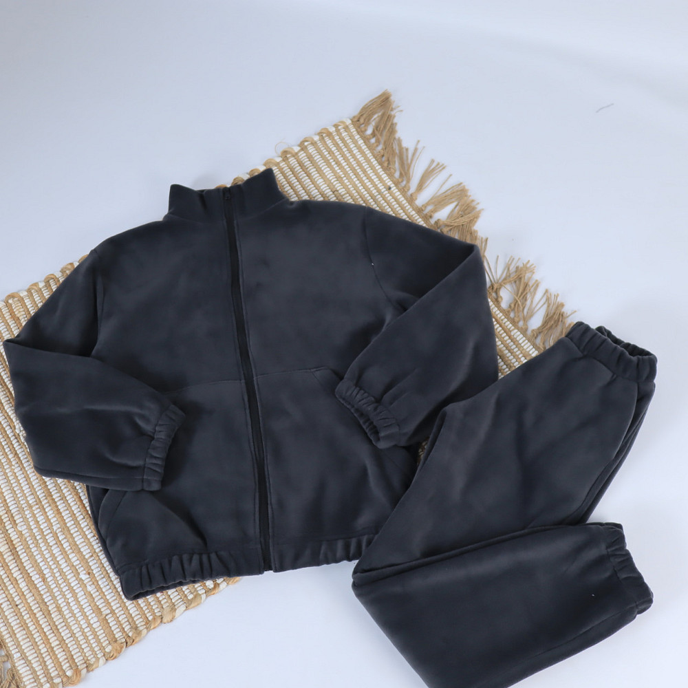 Детский флисовый зимний костюм (флиска полностью на молнии + штаны)Графит 134 Каменец-Подольский - изображение 5