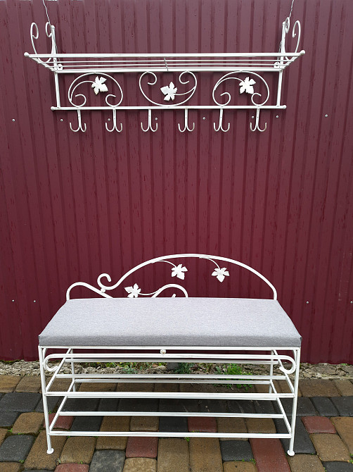 Вішалка кована настінна велика M-082 для одягу Б3913 Бежевий Київ - фото 4