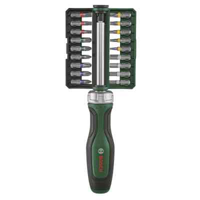 Набір викруток Bosch з тріскачкою, 18 біт, 225мм, сталь CrV (1.600.A02.Z9A) Вінниця
