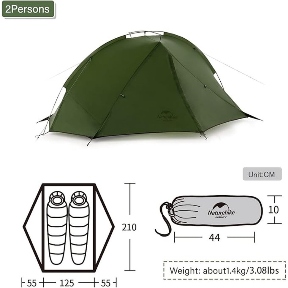 Намет двомісний Naturehike Tagar NH17T180-J, темний зелений Київ - фото 3