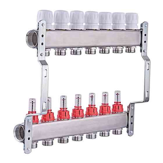 Колекторний блок з витратомірами Nolf NF.2100-07S 1"x7 (корпус нержавіюча сталь) (NF3021) Київ