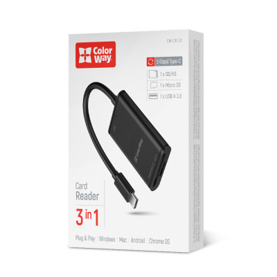 Зчитувач флеш-карт ColorWay USB-C to USB 3.0/SD/MicroSD (CW-CR-02) Вінниця - фото 7