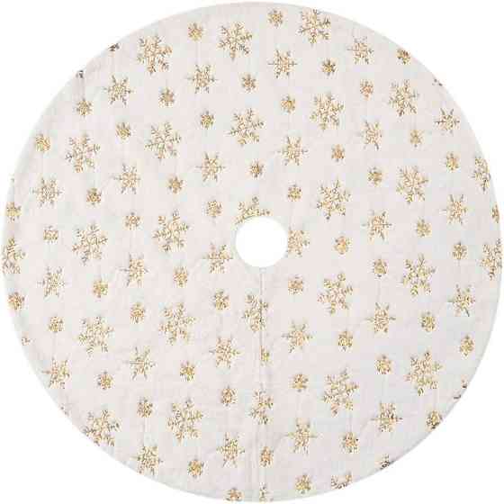 Под елку коврик со снежинками из пайеток 76 см бело-золотистый Киев