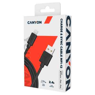 Дата кабель USB 2.0 AM to Lightning 1.0m MFI black Canyon (CNS-MFIC12B) Винница