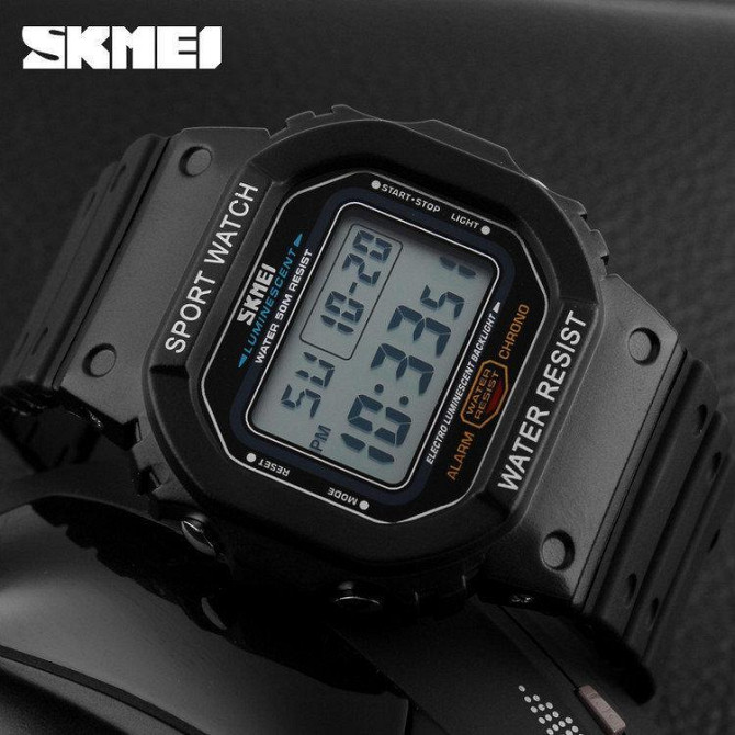 Мужские спортивные часы Skmei 1134 (Черные с белым экраном) Винница - изображение 10