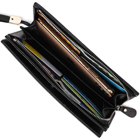 Практичний жіночий клатч з блоком для кредитних карток з натуральної шкіри Tony Bellucci 22033 Чорний Київ