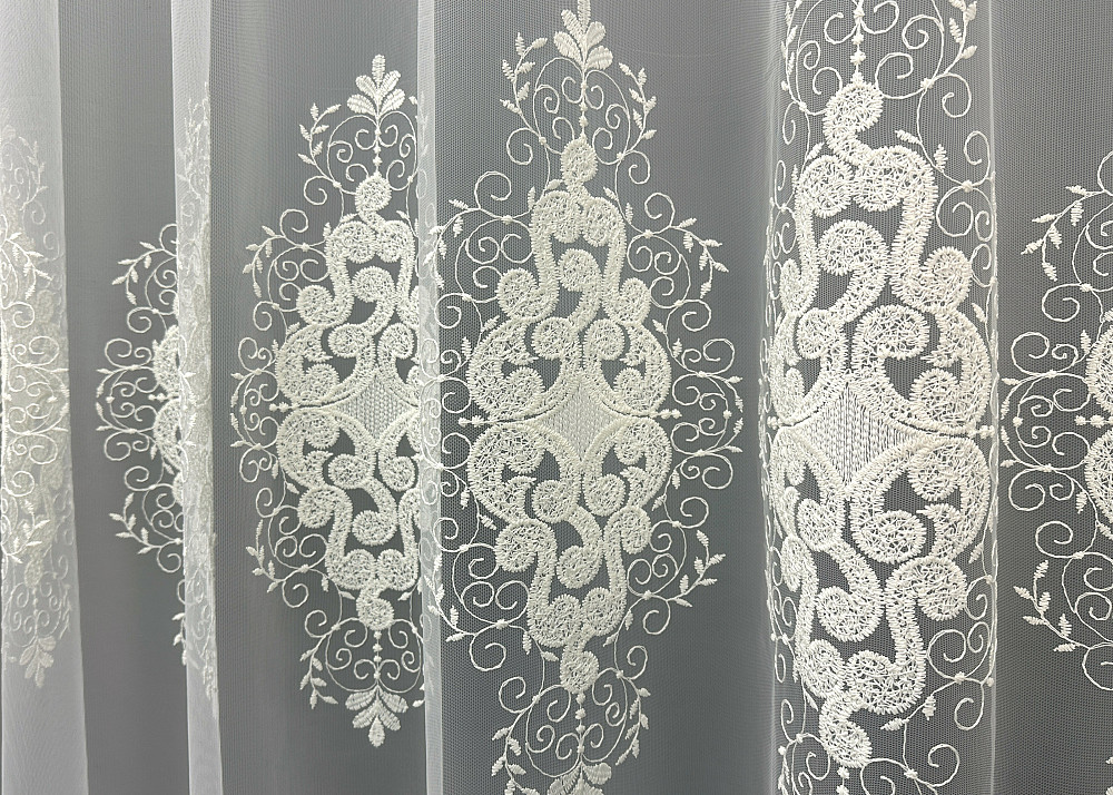 Тюль VR-Textil 1843т Фатин з вишивкою Молочний 300х250 см (42-0929) Київ - фото 5