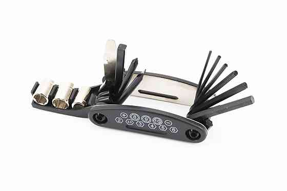 Ключ-набір 13 предметів (шестигранники 2,2.5,3,4,5,6 мм, відкидний спицевий ключ, викрутки пряма та фігурна, головки 8,9,10 мм, лопатка), KL-9801 Київ