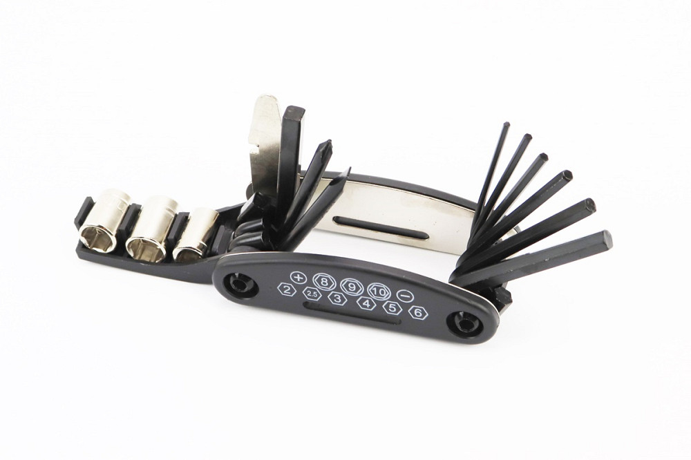 Ключ-набір 13 предметів (шестигранники 2,2.5,3,4,5,6 мм, відкидний спицевий ключ, викрутки пряма та фігурна, головки 8,9,10 мм, лопатка), KL-9801 Київ - фото 2