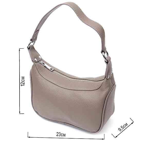 Кожаная женская сумка полукруглого формата с одной ручкой Vintage 22412 Серая Киев