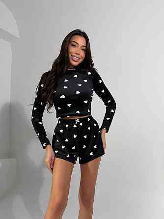 Жіноча стильна домашня принтована піжама плюшевий велюр Одеса