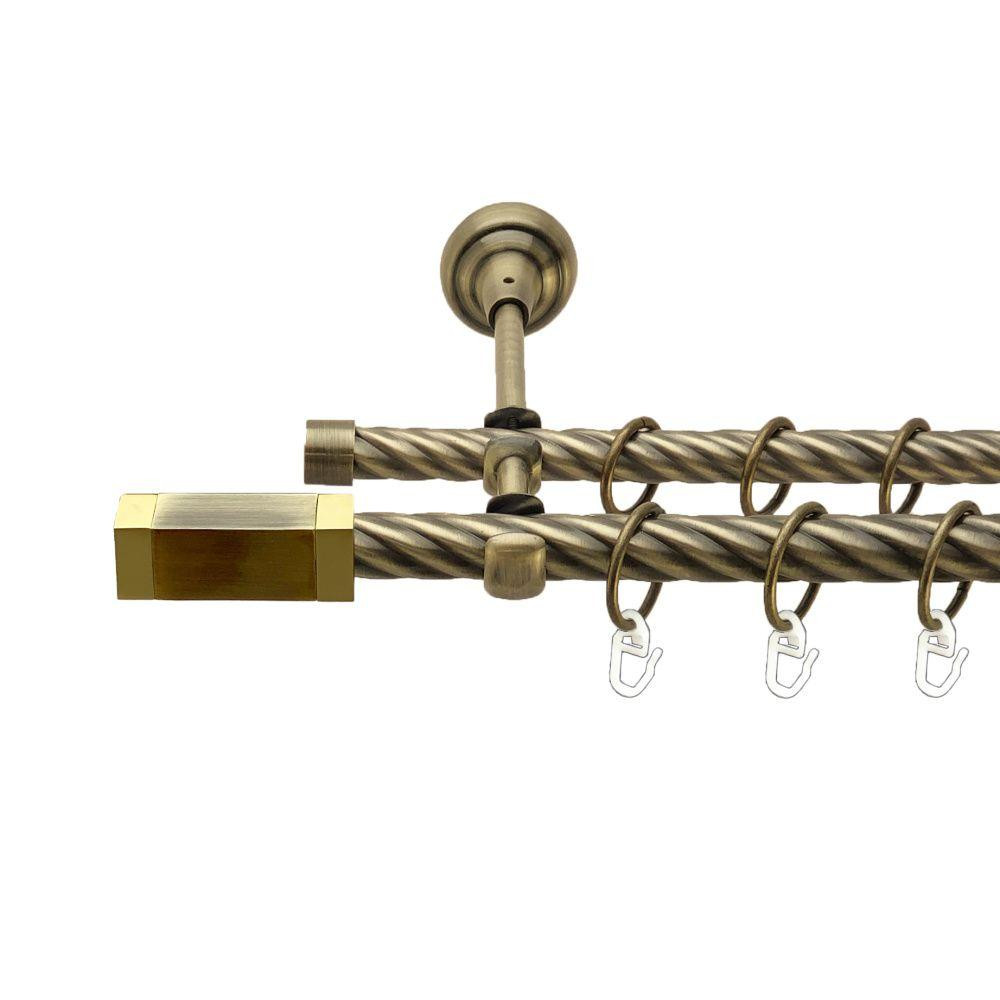 Карниз Orvit Квадро металевий дворядний відкритий скручена труба кільце металеве Антик 19\16 мм 160 см (00-00017449) Львів - фото 1