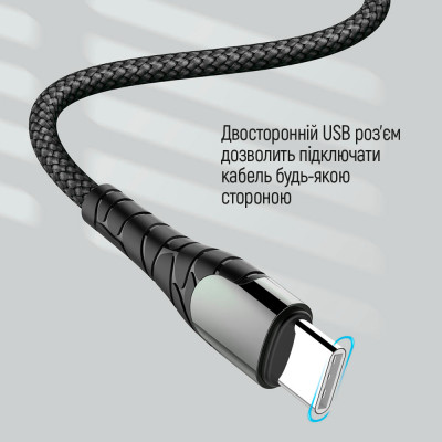 Дата кабель USB-C to USB-C 2.0m PD Fast Charging 65W 3A grey ColorWay (CW-CBPDCC039-GR) Винница - изображение 7