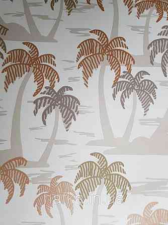 Шпалери вінілові Lutece Bensimon пальми дерева теракотові зелені бежеві на світло-бежевому Київ