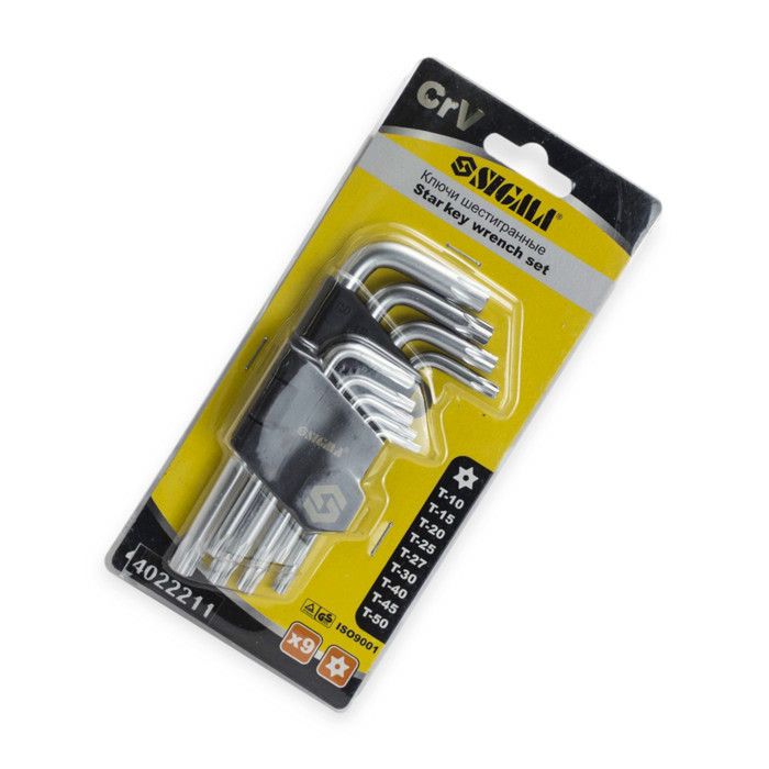 Набор ключей шестилучевых Г-образ. TORX Т10-Т50, 9 шт короткие с отверствием Мукачево - изображение 2