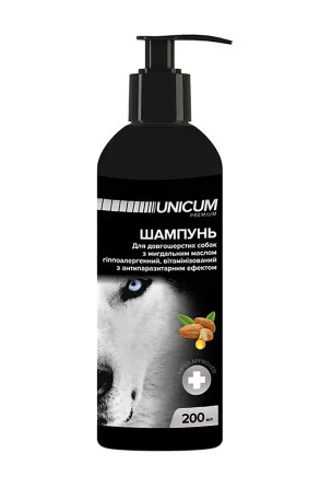 Шампунь UNICUM premium для довгошерстих собак з мигдальною олією, 200 мл Вінниця