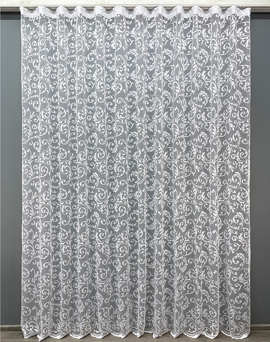 Тюль жаккард, цвет белый 1448т Киев - изображение 2