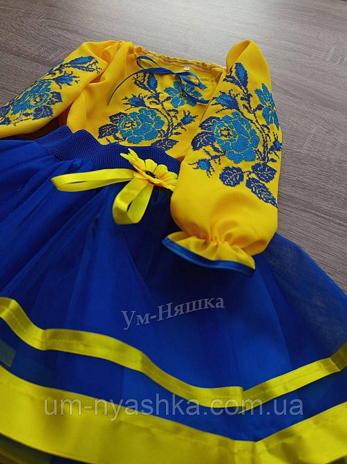 Синьо-жовтий костюм вишиванка "Троянда" Кривий Ріг - фото 7