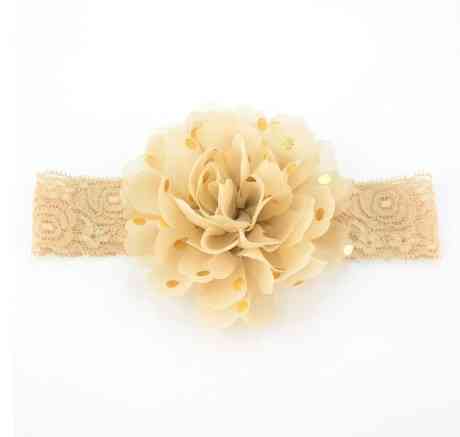 Дитяча кавова пов'язка на голову - окружність голови приблизно 40-52см, діаметр квітки 10см Київ