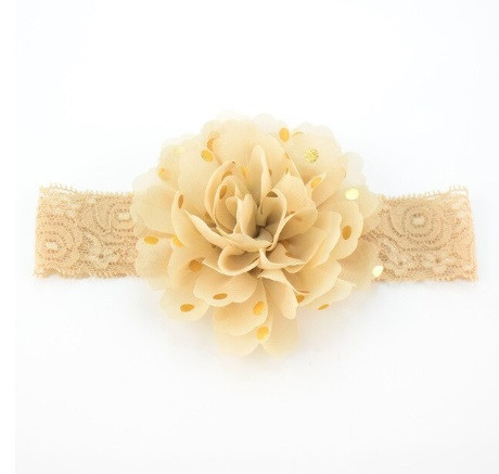 Дитяча кавова пов'язка на голову - окружність голови приблизно 40-52см, діаметр квітки 10см Київ - фото 1