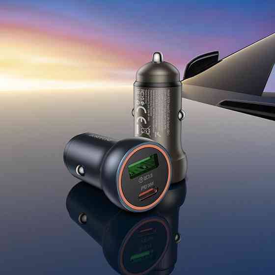 Автомобільний зарядний пристрій BOROFONE BZ32A Fresh PD30W+QC3.0 car charger metal gray Одеса