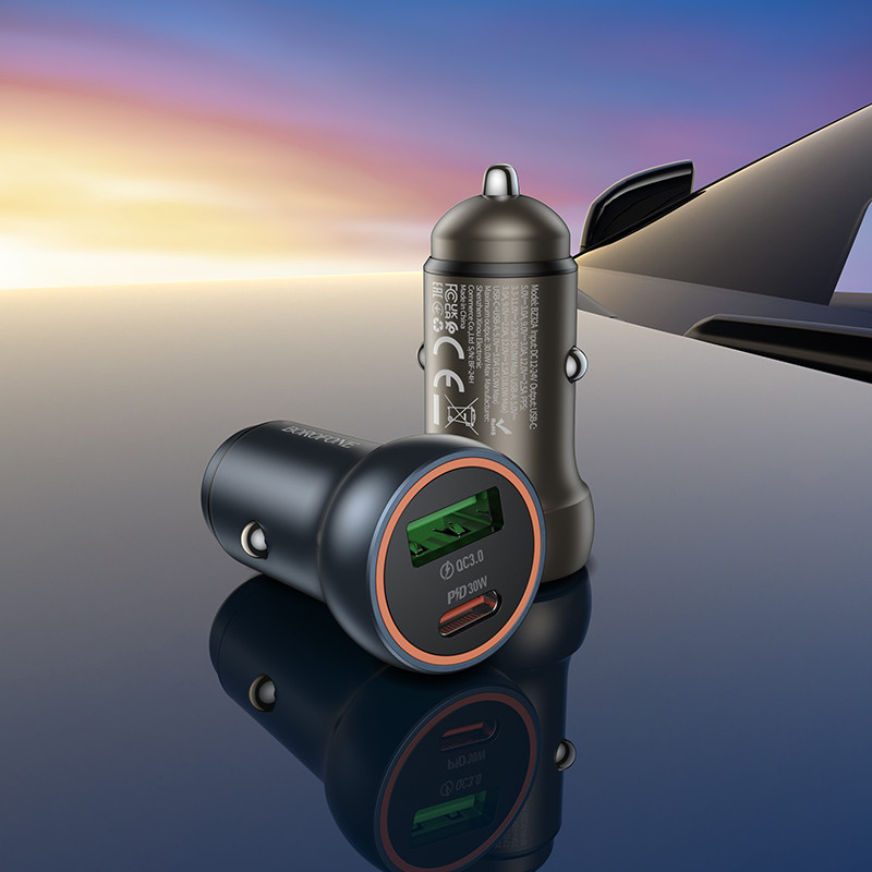 Автомобільний зарядний пристрій BOROFONE BZ32A Fresh PD30W+QC3.0 car charger metal gray Одеса - фото 6